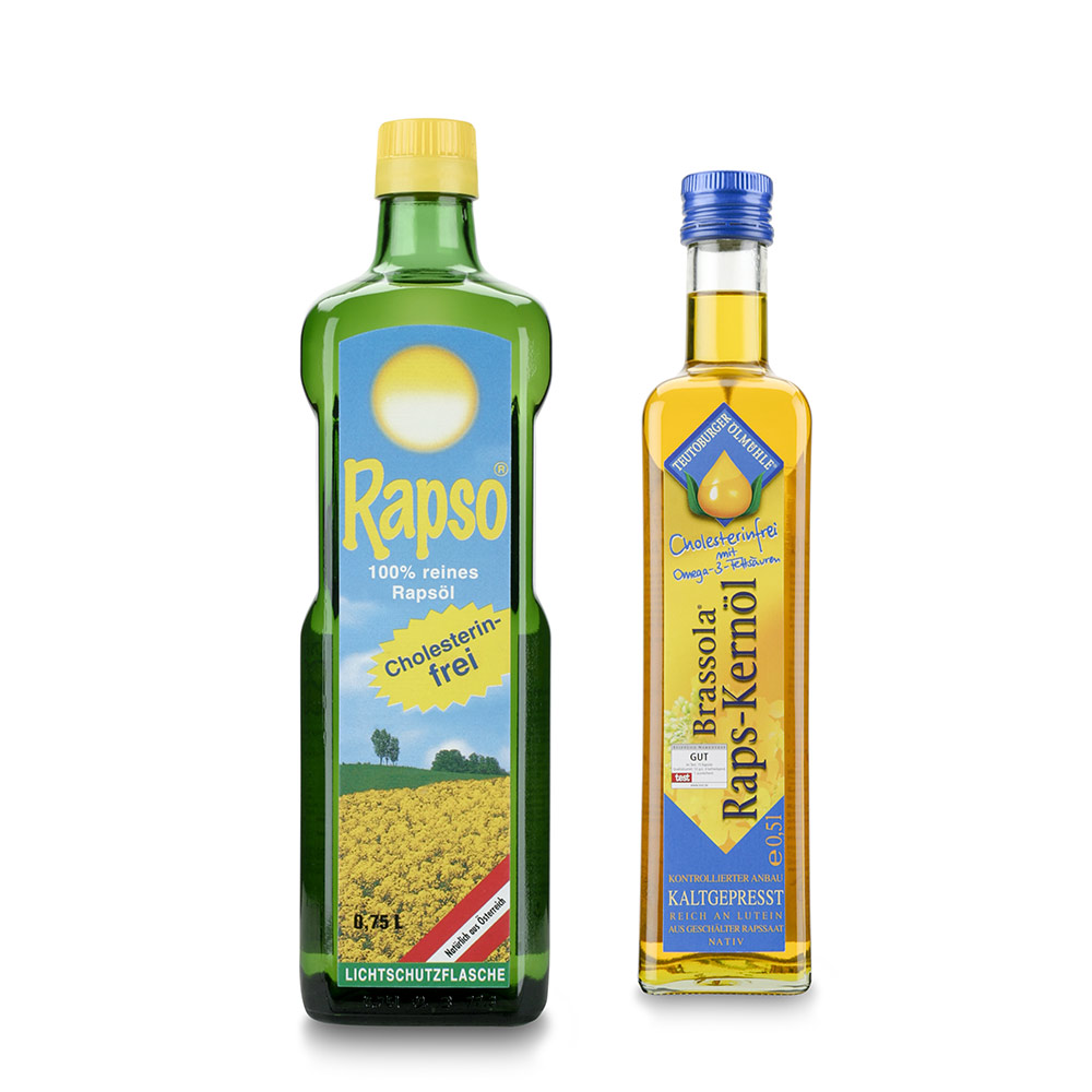Flasche Olivenoel Rapsoel Produktfoto